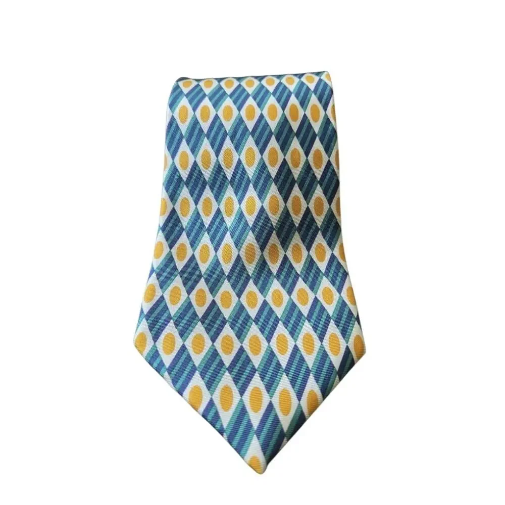 VTG Burberrys Of London Silk Tie Geometric Diamond Oval Pattern 70s Retro Mod
